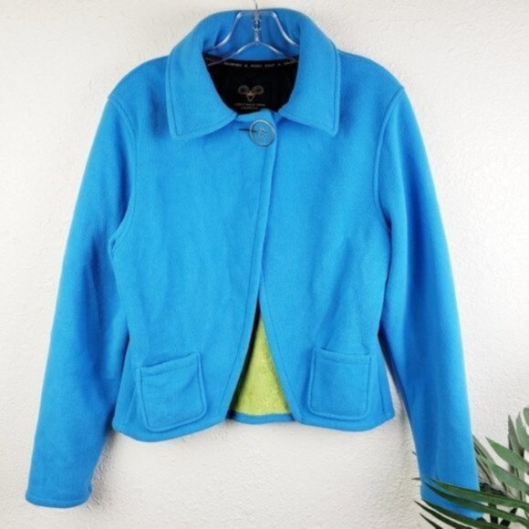 Wooly Bully Wear Colorado Funky One Button Fleece Top Jacket Cardigan Size L - Picture 1 of 8